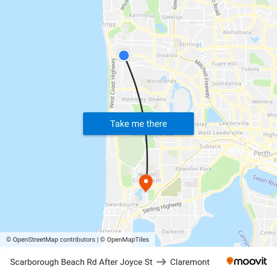 Scarborough Beach Rd After Joyce St to Claremont map