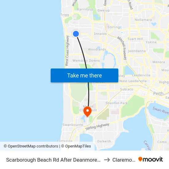 Scarborough Beach Rd After Deanmore Rd to Claremont map