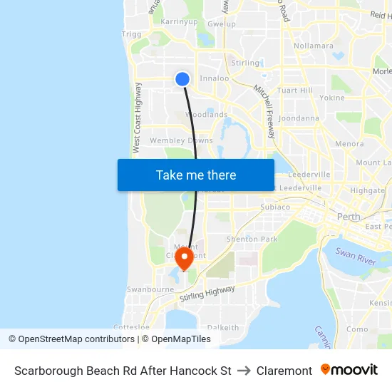 Scarborough Beach Rd After Hancock St to Claremont map