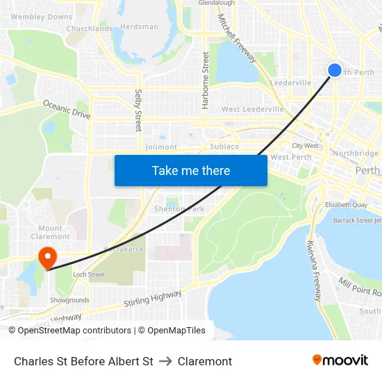 Charles St Before Albert St to Claremont map