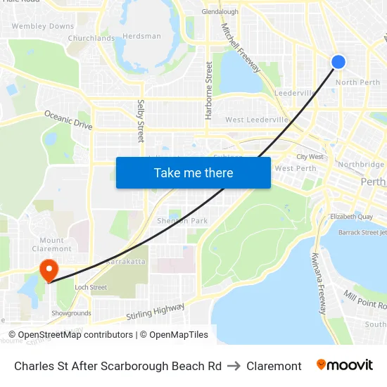 Charles St After Scarborough Beach Rd to Claremont map