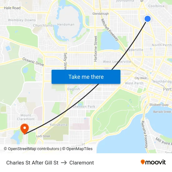 Charles St After Gill St to Claremont map