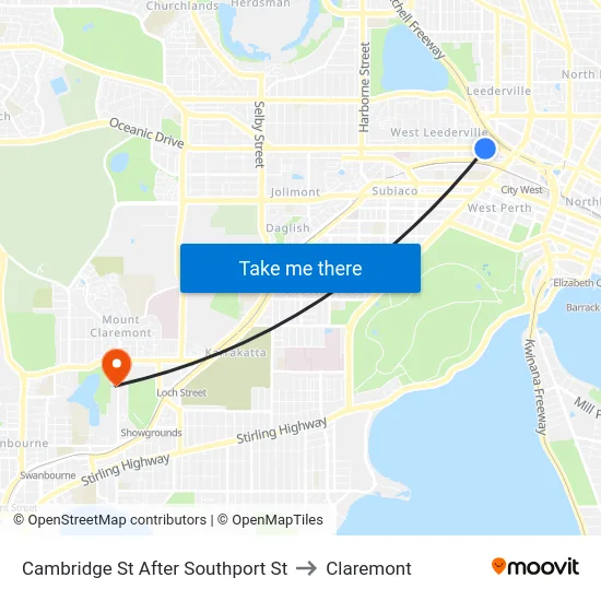 Cambridge St After Southport St to Claremont map