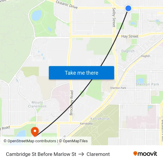 Cambridge St Before Marlow St to Claremont map