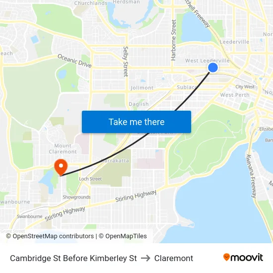 Cambridge St Before Kimberley St to Claremont map