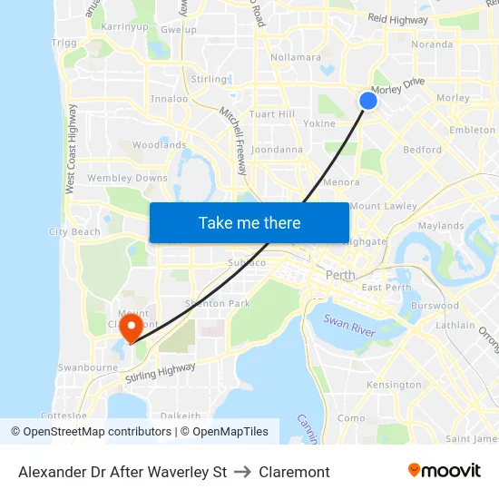 Alexander Dr After Waverley St to Claremont map