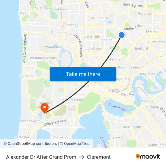 Alexander Dr After Grand Prom to Claremont map