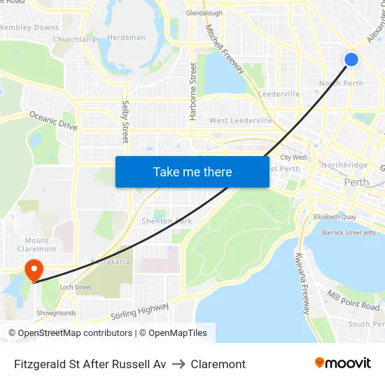 Fitzgerald St After Russell Av to Claremont map