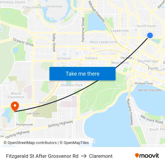 Fitzgerald St After Grosvenor Rd to Claremont map