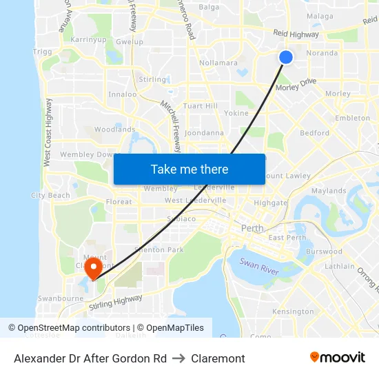 Alexander Dr After Gordon Rd to Claremont map