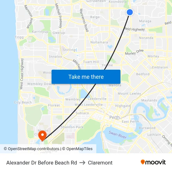 Alexander Dr Before Beach Rd to Claremont map