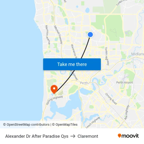 Alexander Dr After Paradise Qys to Claremont map