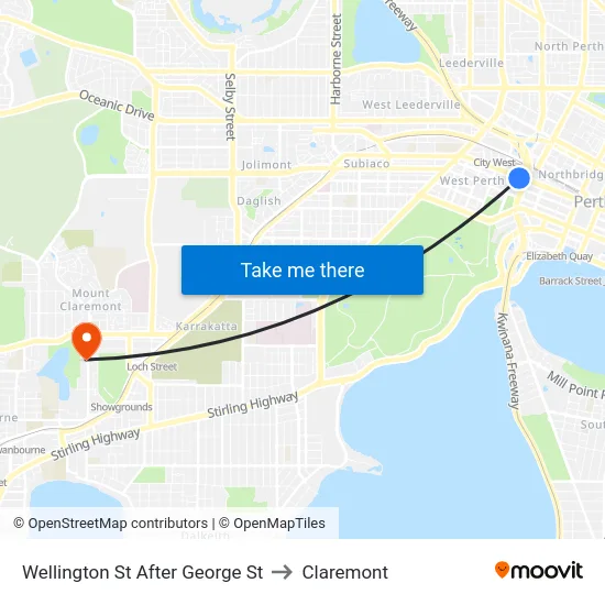 Wellington St After George St to Claremont map