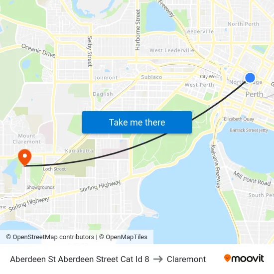 Aberdeen St Aberdeen Street Cat Id 8 to Claremont map