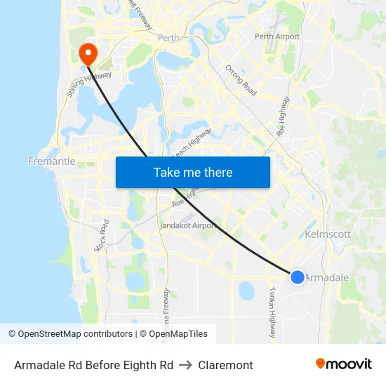 Armadale Rd Before Eighth Rd to Claremont map