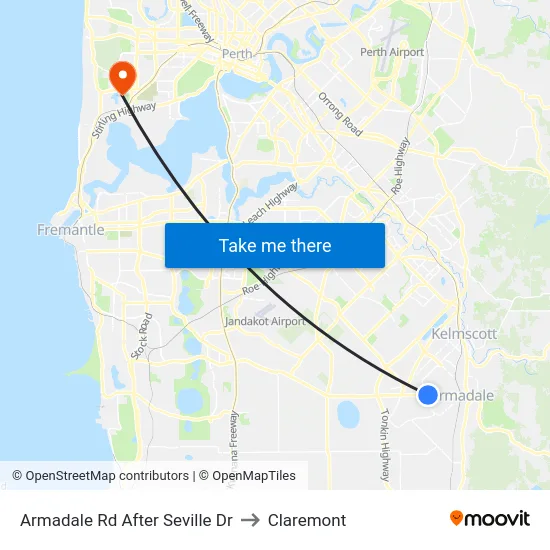 Armadale Rd After Seville Dr to Claremont map