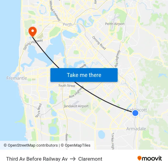 Third Av Before Railway Av to Claremont map