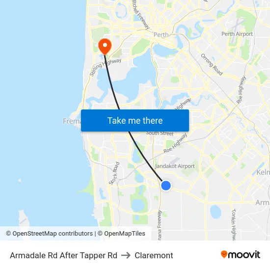 Armadale Rd After Tapper Rd to Claremont map