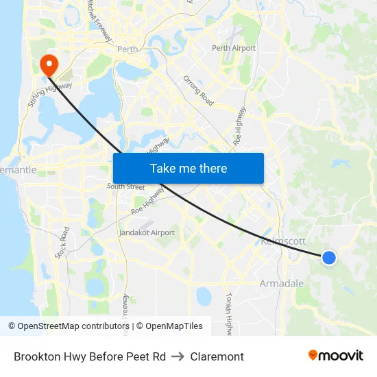 Brookton Hwy Before Peet Rd to Claremont map