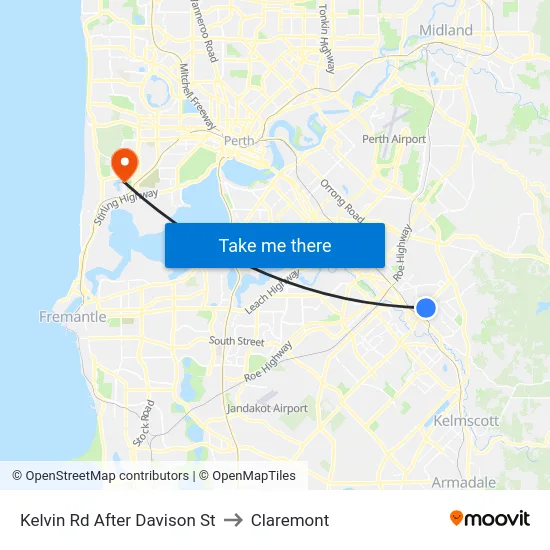 Kelvin Rd After Davison St to Claremont map
