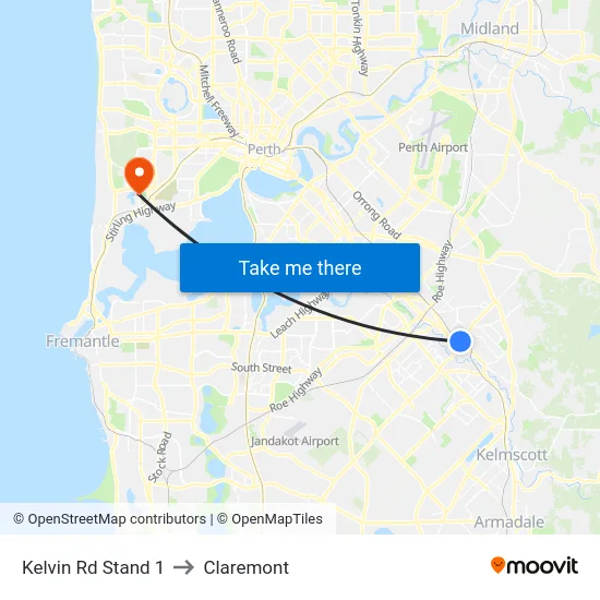 Kelvin Rd Stand 1 to Claremont map