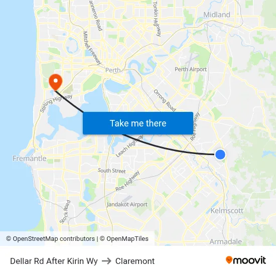 Dellar Rd After Kirin Wy to Claremont map