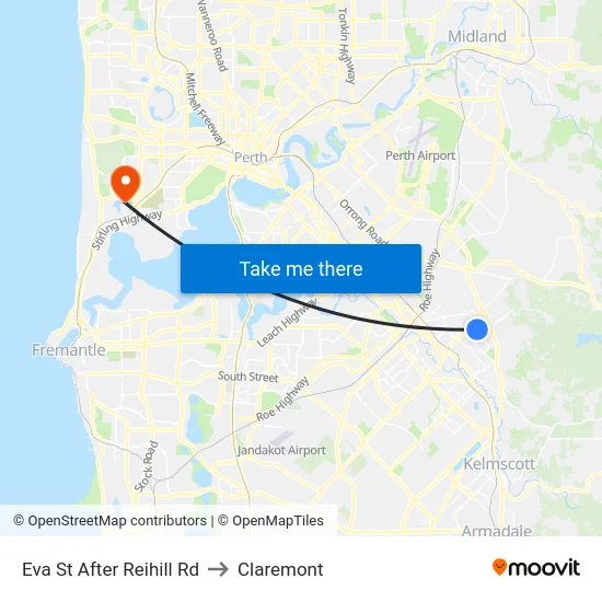 Eva St After Reihill Rd to Claremont map