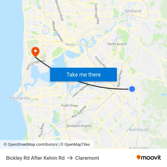 Bickley Rd After Kelvin Rd to Claremont map