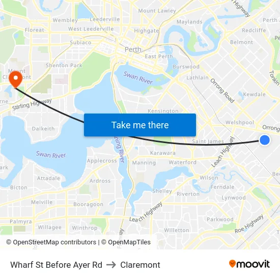 Wharf St Before Ayer Rd to Claremont map