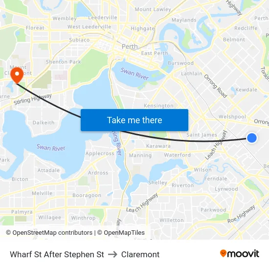 Wharf St After Stephen St to Claremont map