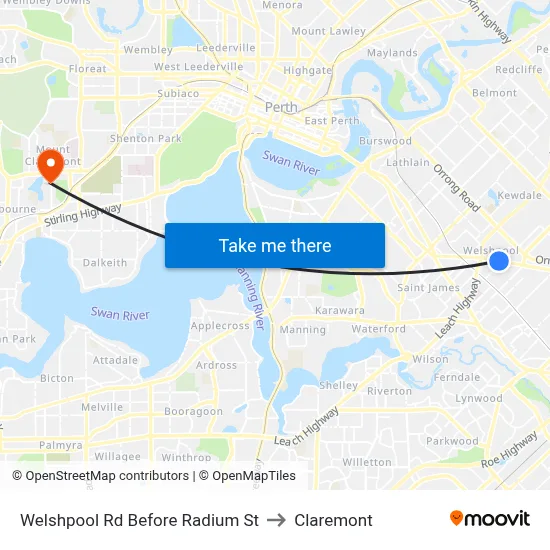 Welshpool Rd Before Radium St to Claremont map