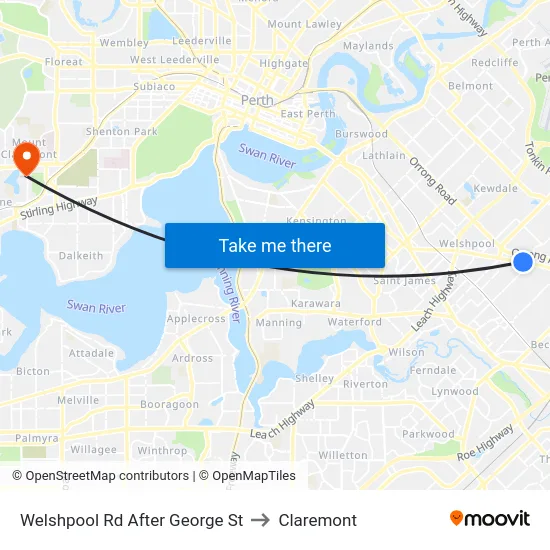 Welshpool Rd After George St to Claremont map