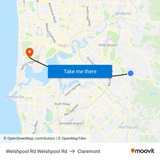 Welshpool Rd Welshpool Rd to Claremont map