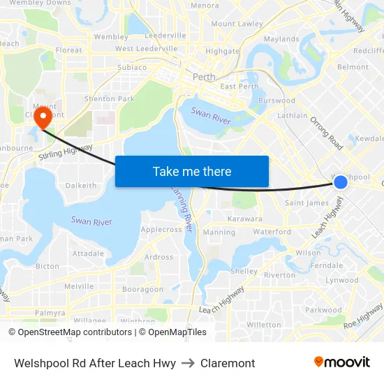 Welshpool Rd After Leach Hwy to Claremont map