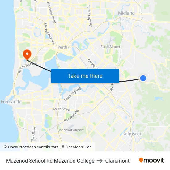 Mazenod School Rd Mazenod College to Claremont map