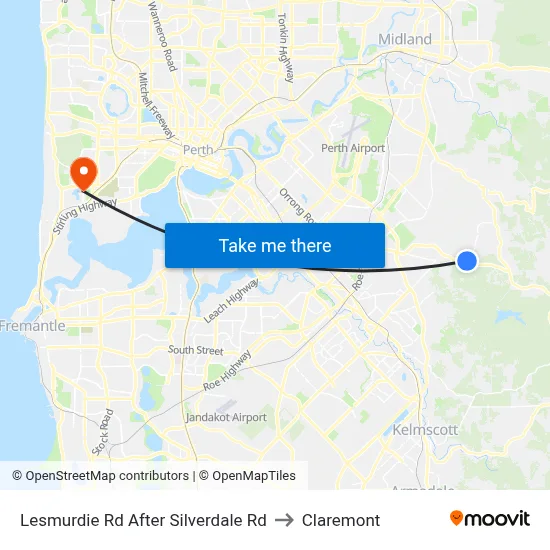 Lesmurdie Rd After Silverdale Rd to Claremont map