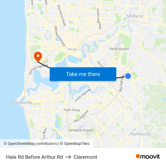 Hale Rd Before Arthur Rd to Claremont map