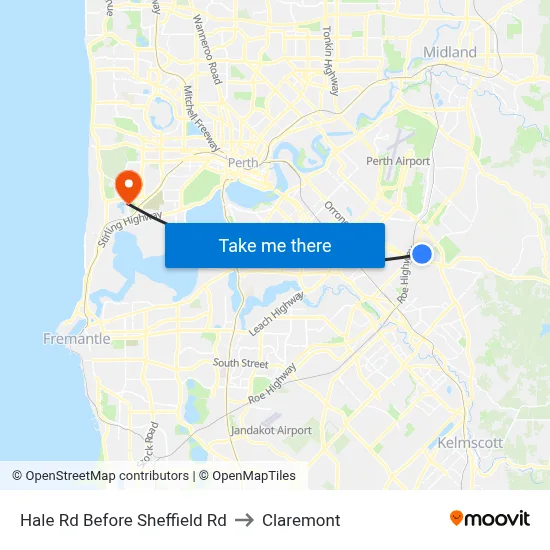 Hale Rd Before Sheffield Rd to Claremont map