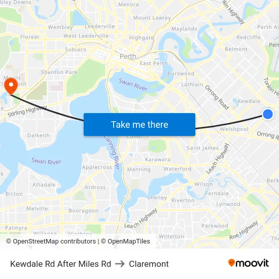 Kewdale Rd After Miles Rd to Claremont map