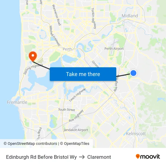 Edinburgh Rd Before Bristol Wy to Claremont map