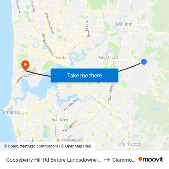 Gooseberry Hill Rd Before Landsdowne Rd to Claremont map