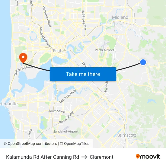 Kalamunda Rd After Canning Rd to Claremont map