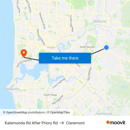 Kalamunda Rd After Priory Rd to Claremont map