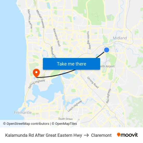 Kalamunda Rd After Great Eastern Hwy to Claremont map