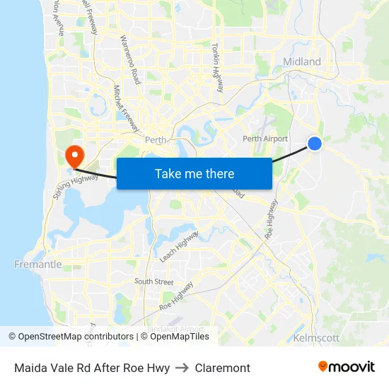 Maida Vale Rd After Roe Hwy to Claremont map