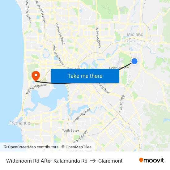 Wittenoom Rd After Kalamunda Rd to Claremont map