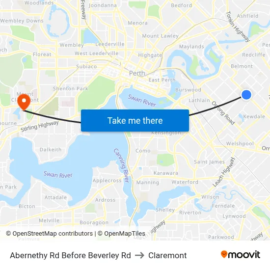 Abernethy Rd Before Beverley Rd to Claremont map