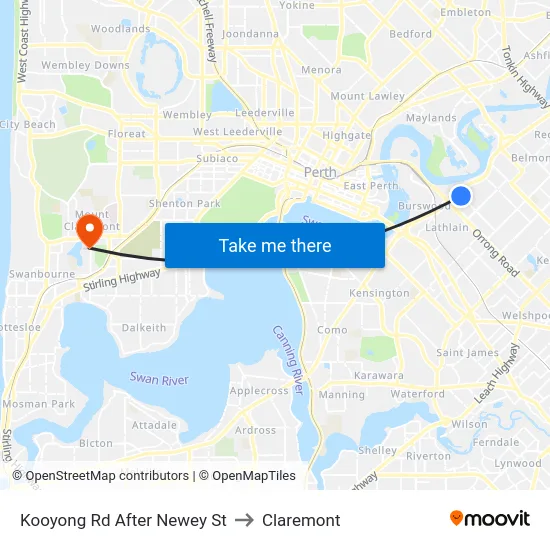 Kooyong Rd After Newey St to Claremont map