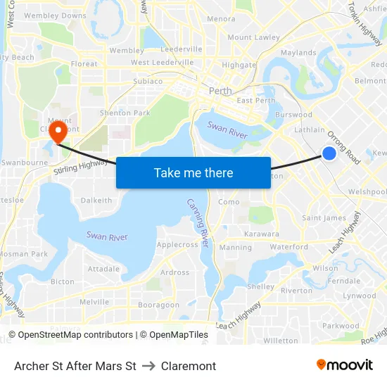 Archer St After Mars St to Claremont map