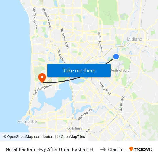 Great Eastern Hwy After Great Eastern Hwy Bypass to Claremont map